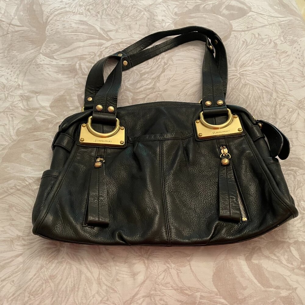 B.Makowsky  black leather handbag,large